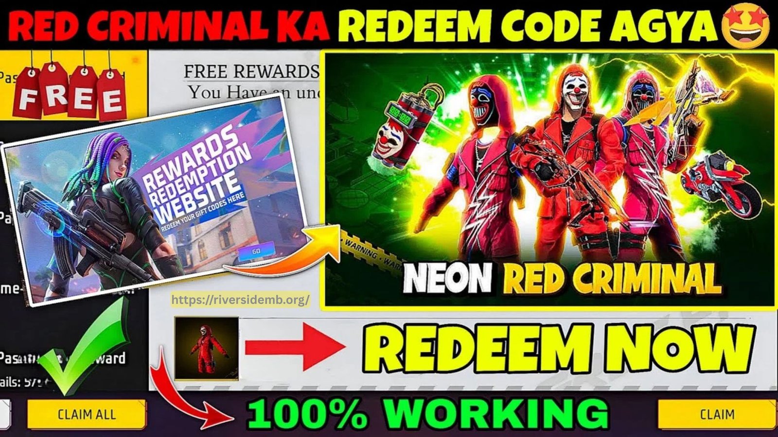 Red Criminal Bundle Redeem Code in Free Fire Max